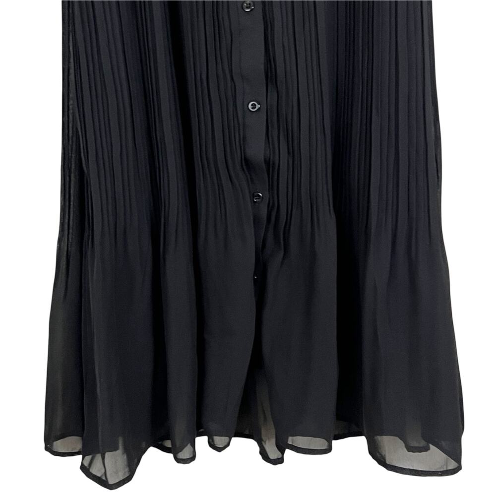 Joie Black Pleated Flowy Fit Sleeveless Mini Shirt Dress Size Small - Picture 4 of 7